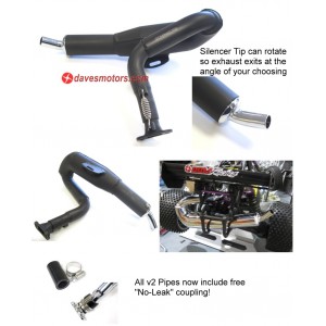 Dominator® V2 SILENCED Pipe w/FREE X-Port for  Baja (Black) | Large Scale Parts   | Engine's,  Parts & Accessories