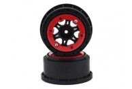 Pro-Line Split Six Bead-Loc Short Course Rear Wheels (Black/Red) (2) w/12mm Hex (Slash Rear) | Rims