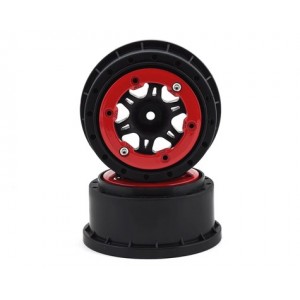 Pro-Line Split Six Bead-Loc Short Course Front Wheels (Black/Red) (2) w/12mm Hex (Slash Front) | Rims
