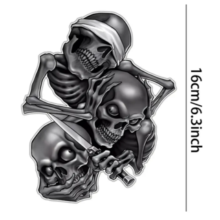 See No Evil Hear No Evil Say No Evil Skull Vinyl Sticker